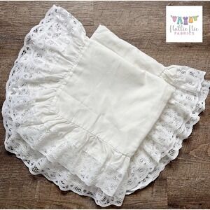 White Ruffled Lace Pillow Sham Case Cottagecore Farmhouse Bedding Decor